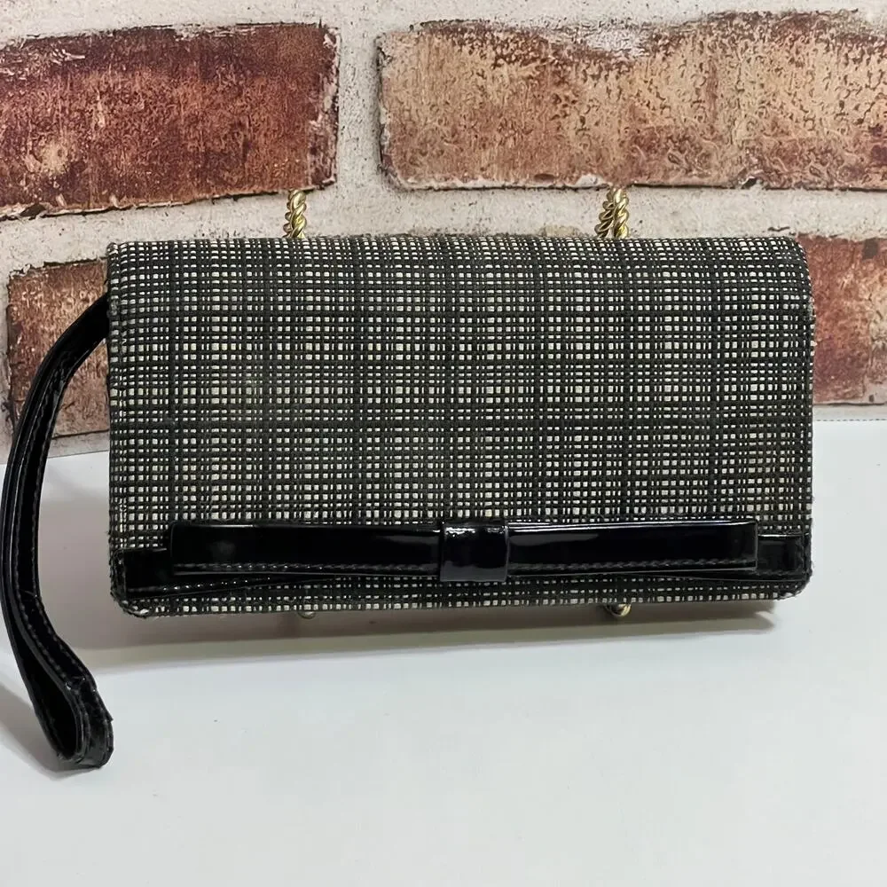HTF Kate Spade Ruthie Park Mara Wallet Wristlet Black An Cream Black Patent Trim
